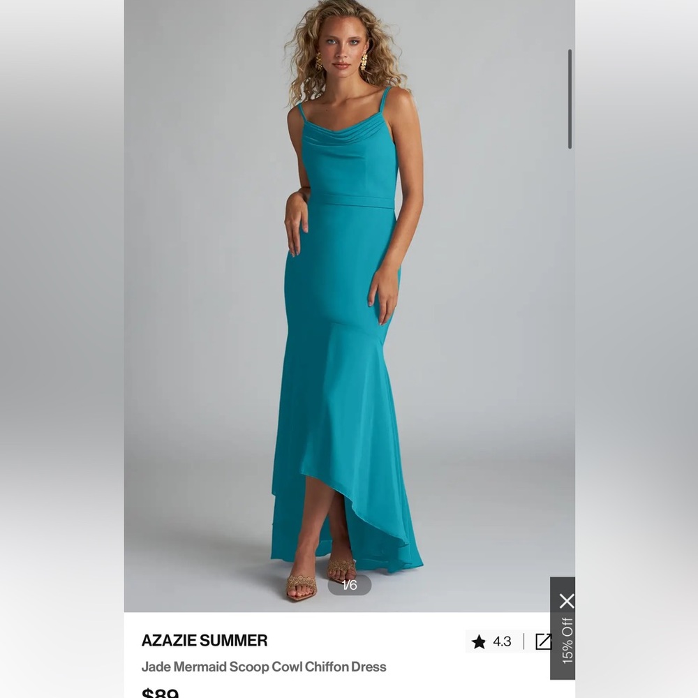 Azazie Summer stunning bridesmaid dress in Jade! Worn once, in great condition!